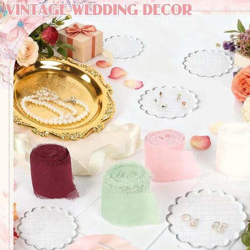 12pcs Flat Lay Props Set, Detail Props Photography Set Include Vintage Jewelry Tray, Acrylic Display Block and Chiffon Silk Ribbon, for Wedding Bridal Party Photography Decor in Saudi Arabia