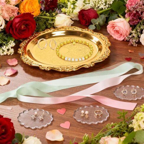 12pcs Flat Lay Props Set, Detail Props Photography Set Include Vintage Jewelry Tray, Acrylic Display Block and Chiffon Silk Ribbon, for Wedding Bridal Party Photography Decor in Saudi Arabia