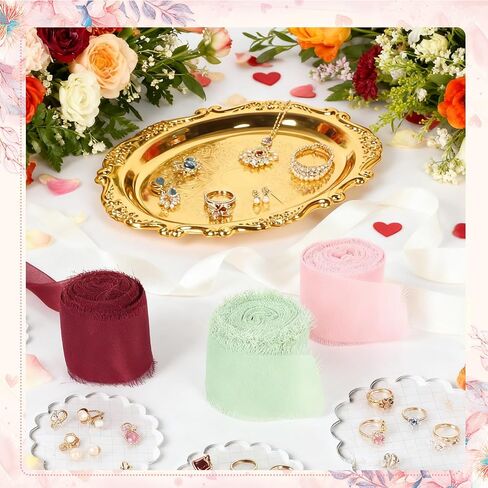 12pcs Flat Lay Props Set, Detail Props Photography Set Include Vintage Jewelry Tray, Acrylic Display Block and Chiffon Silk Ribbon, for Wedding Bridal Party Photography Decor in Saudi Arabia