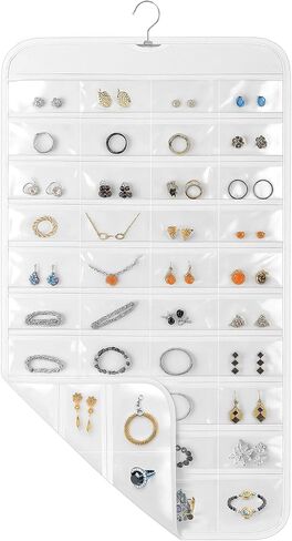 1 Pack Hanging Jewelry Organizer, 80 Clear Pockets earring organizer and storage, Accessories holder organizer for Closet, Jewelries, Necklace, Travel in Saudi Arabia