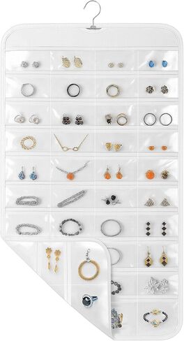 1 Pack Hanging Jewelry Organizer, 80 Clear Pockets earring organizer and storage, Accessories holder organizer for Closet, Jewelries, Necklace, Travel in Saudi Arabia