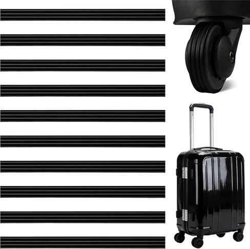 10 Pack Silicone Luggage Wheel Covers, Adhesive Suitcase Wheel Protectors, Cut-to-Fit Spinner Wheel Covers for Carry On Luggage, Noise Reducing Travel Wheel Guards, Black in Saudi Arabia