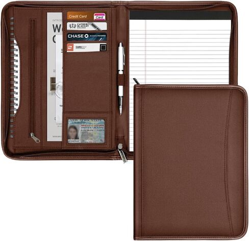 Zippered Portfolio Organizer/ A4 Refillable Lined Writing Notepad Folder Case/Fabric-Covered Padfolio Binder with Interior Storage Pocket for Men Women. in Kuwait