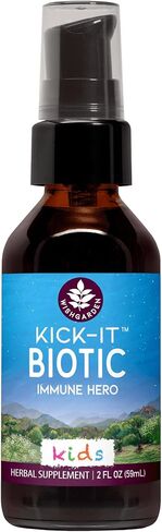 WishGarden Herbs Kick-It Biotic Immune Hero for Kids - Plant-Based Herbal Biotic Formula with Usnea Lichen & Echinacea, Supports Healthy Immune and Respiratory System Function, Immune Booster, 2oz in Kuwait