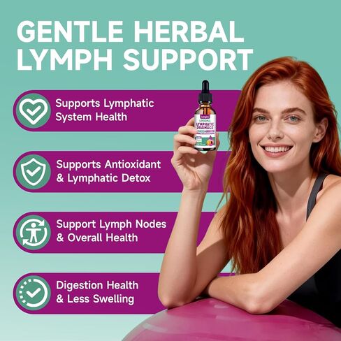 Liposomal Lymphatic Drainage Drops, 9-In-1 Lymphatic Drainage Supplements for Detox & Cleanse, with Echinacea, Dandelion, Elderberry, Burdock Root & Cleavers, Immune & Lymph System Support, 2 FL OZ in Saudi Arabia