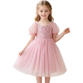 Tutu.kk Toddler Girls Tutu Dresses Sequin Puff Sleeve Soft Tulle Dress for Birthday, Holiday Party in Kuwait