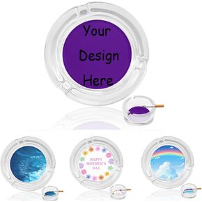 Custom Glass Ashtray Personalized with Photo Text Logo Name Customized Ashtrays for Office Restaurant Home Use, 1 PC， Blank White in Saudi Arabia