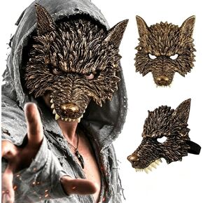 Wolf Mask - Werewolf Costume Head, Therian Mask for Halloween and Cosplay (Brown) in Saudi Arabia