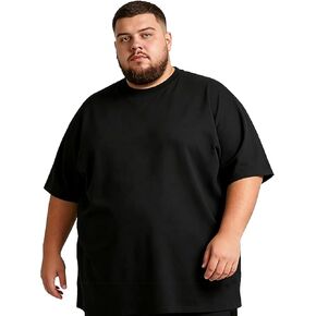 تي شيرتات رجالية كبيرة وطويلة 5XL-8XL مزيج القطن رقبة دائرية عادية أساسية كم قصير تي شيرت ناعم للخارج، صالة الألعاب الرياضية، التمرين in Kuwait