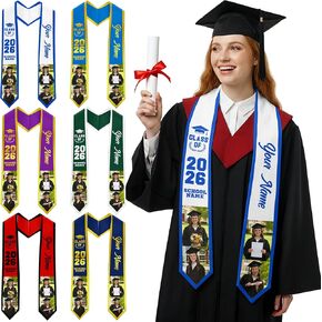 D-Story Personalized Graduation Stole Class of 2026 Custom Congratulations Sash Stoles with Photo Name for Graduation Gifts in Saudi Arabia