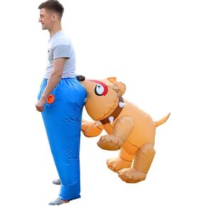 Inflatable Dogs Bite Costume for Adults Funny Dogs Bite People Blow up Hilarious Halloween Costumes Holiday Party Cosplay Costume in Saudi Arabia