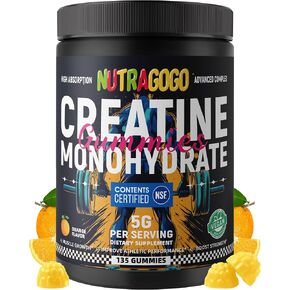 NSF Certified Creatine Gummy - Creatine Monohydrate Gummies for Men & Women-5g of Creatine Monohydrate per Serving - Sugar Free,Vegan, Strawberry Electrolyte Chews, 135 Count in Saudi Arabia