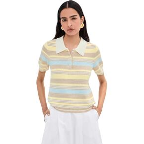 LE BOP Women's Striped Boucle Polo in Kuwait