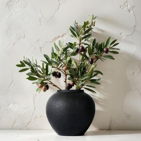 8.3″ Matte Textured Black Ceramic Vase – Modern Rustic Decorative Vase for Pampas Grass, Flowers & Greenery – Small Round Table Centerpiece for Living Room, Entryway, Shelf Decor in Saudi Arabia
