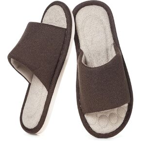 Dokela Mens Open Toe House Slippers Breathable Slip-on Indoor Slippers with Memory Foam Soft Machine Washable Bedroom Home Shoes in Saudi Arabia