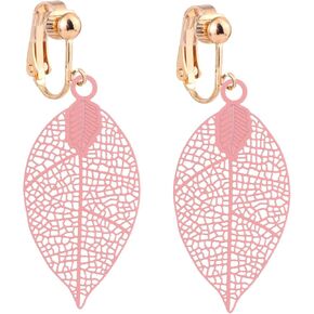 Carving Clip On Earrings for Women Lightweight Teardrop Leaf No Pierced Earrings in Saudi Arabia