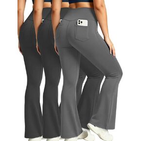 Womens Stretchy Pull On Work Dress Pants Business Casual Flare Leg Slacks with Pockets Plus Size Tall Office Trousers in Kuwait