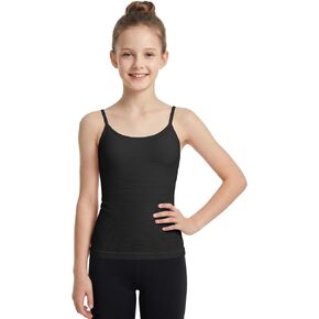 ATTRACO Ribflex Girls Ribbed Tank Tops with Built in Bra Kids Camisole Adjustable Straps Dance Casual Undershirts 7-16Y in Kuwait