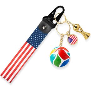 4PCS Soccer Keychain Set Inspired by World Cup Design 2026, Soccer Ball Keychains with Woven Strap and Country-Themed Emblem, Sports Bag Decor Soccer Accessories for Fan Gift(United States) in Kuwait