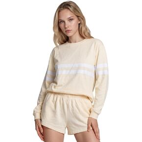 Almere Women's Varsity Set, 100% Cotton, Long Sleeve Crewneck Top and Matching Shorts in Saudi Arabia