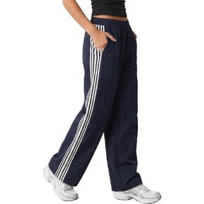 Petite Pants for Women Wide Leg Side Stripe Track Pants Elastic Waist Lounge Trousers with Pocket Y2k Vintage Pant in Saudi Arabia