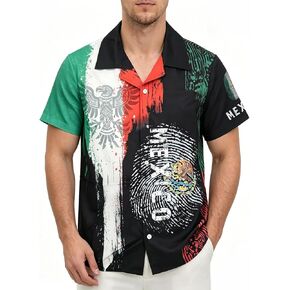 Puerto Rico Shirt for Men Casual Novelty Printed Hawaiian Outfits Button Down Hawaiian Shirts in Saudi Arabia