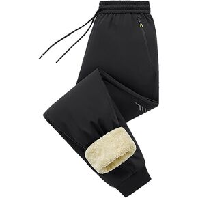 Mens Winter Pants Sherpa Fleece Lined Sweatpants Thermal Joggers with Zipper Pockets for Outdoor, Snow Sports in Saudi Arabia