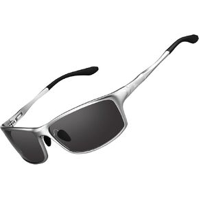 BIRCEN Polarized Wrap-Around Sunglasses Men: UV Protection Anti-Glare Lightweight Metal Shades for Men Driving Fishing in Saudi Arabia