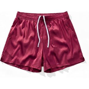 AIMPACT Men's Satin Sleep Shorts 4" Inseam Boxers Soft Silk Lounge Pajama Bottom with Pockets for Home and Nightwear in Saudi Arabia