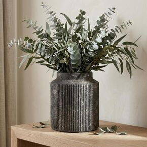 7" Rustic Black Ribbed Vase - Wabi Sabi Textured Ceramic Vase for Flowers, Vintage Fluted Decorative Vase for Farmhouse Home Decor, Entryway, Table Centerpiece in Saudi Arabia