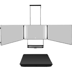 360 Self Hair Cutting Mirror LED –3 Way Mirror with Storage Shelf Premium HD Glass, Matte Anti-Fingerprint Finish, 3 Color Lights Adjustable & Portable Barber Mirrors for Home & Travel in Saudi Arabia