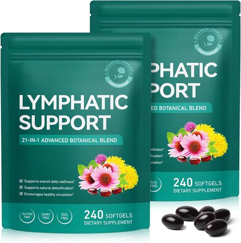 2PC Lymphatic Drainage Supplement, 21-in-1 Advanced Botanical Complex, with Burdock Root, Dandelion, Supports Promotes Healthy Circulation & Circulation, 480 Softgel in Saudi Arabia