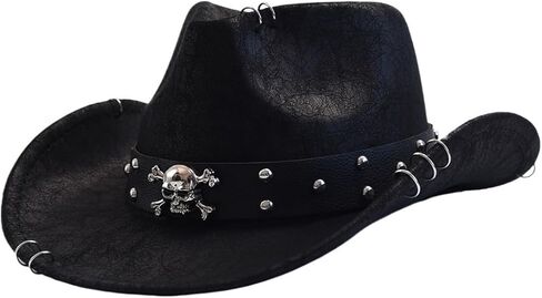 Leather Western Cowboy Hat - Vintage Jazz Style for Men in Kuwait