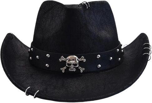 Leather Western Cowboy Hat - Vintage Jazz Style for Men in Kuwait