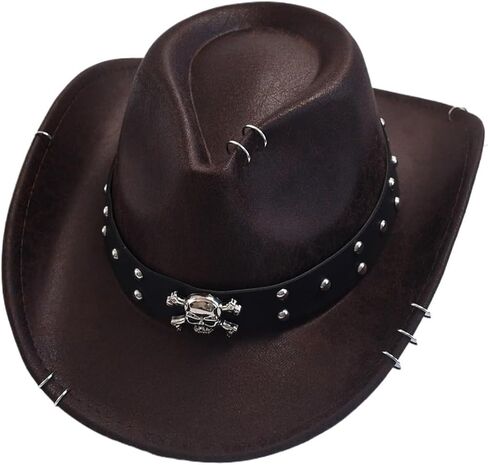 Leather Western Cowboy Hat - Vintage Jazz Style for Men in Kuwait
