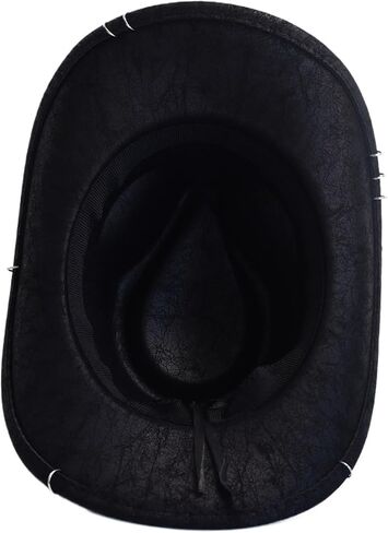 Leather Western Cowboy Hat - Vintage Jazz Style for Men in Kuwait