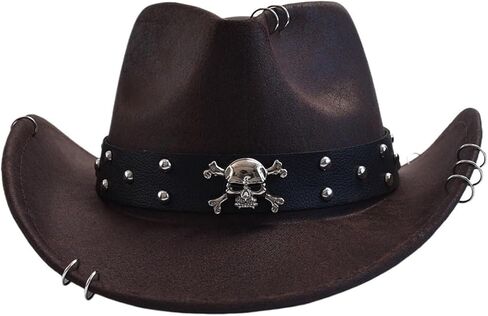 Leather Western Cowboy Hat - Vintage Jazz Style for Men in Kuwait