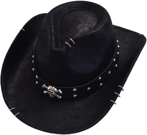 Leather Western Cowboy Hat - Vintage Jazz Style for Men in Kuwait