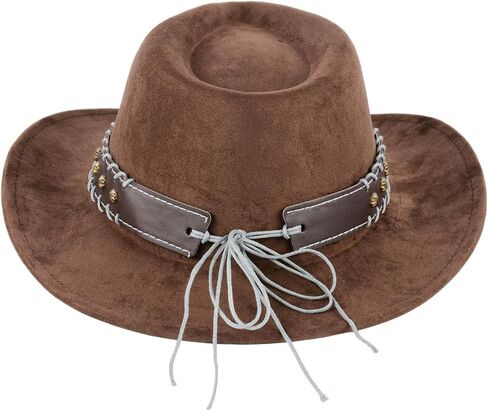 Cowgirl Hat for Men and Women Vintage Cowboy Hat with Bull Head Decoration Adjustable Size Western Style Fashion Accessory Ideal for Themed Parties Casual Outings or Costume Roleplay(Coffee,Size: M) in Saudi Arabia
