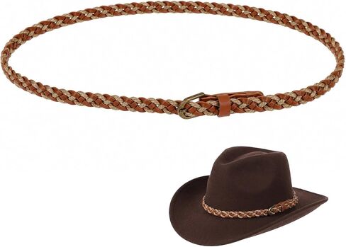 Cowboy Hat Bands for Women, Hat Bands for Men Leather Hat-Band Western Straw Hats Band for Women Men Western Hat-Bands for Cowboy Fedora Cowgirl Hats Brown in Kuwait