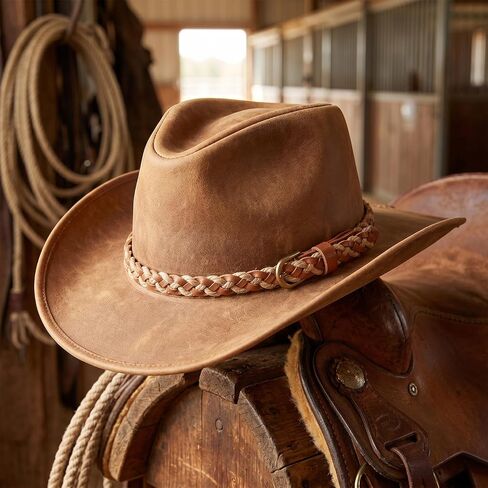 Cowboy Hat Bands for Women, Hat Bands for Men Leather Hat-Band Western Straw Hats Band for Women Men Western Hat-Bands for Cowboy Fedora Cowgirl Hats Brown in Kuwait