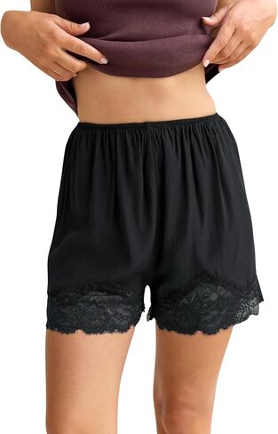 Womens Lace Trim Lounge Shorts Soft Lightweight Sleep Shorts with Elastic Waist Casual Home Bottoms in Saudi Arabia