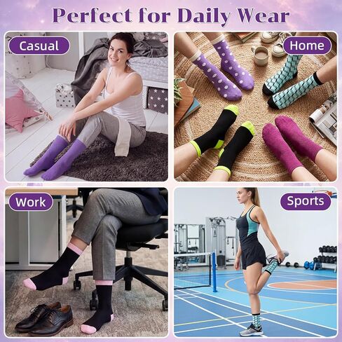 Eurzom Crew Socks Bulk Pack for Women Men Colorful Patterned Socks Value Set for Work Casual Wear Sports Mum Gift in Kuwait