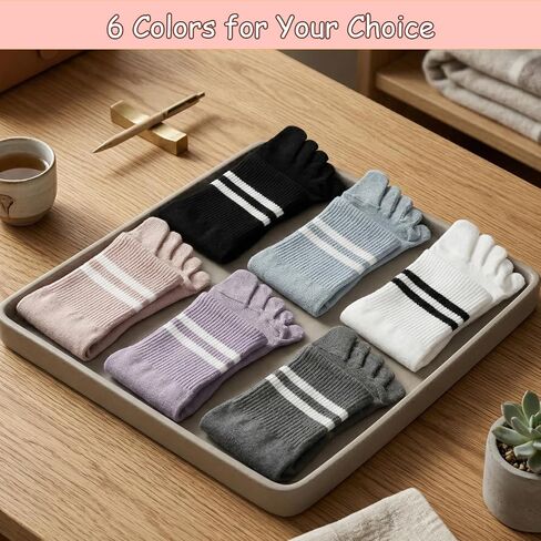 6 Pairs Toe Socks Women Five Fingers Crew Socks for Running Athletic Hiking Comfort Toe Separator Barefoot Sock with Toes Separated in Kuwait