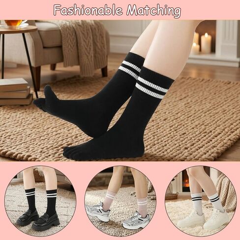6 Pairs Toe Socks Women Five Fingers Crew Socks for Running Athletic Hiking Comfort Toe Separator Barefoot Sock with Toes Separated in Kuwait