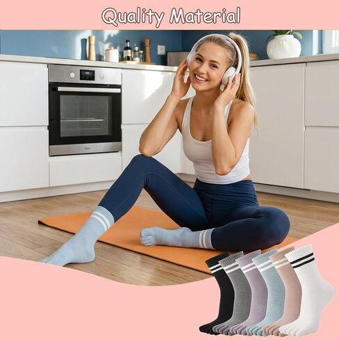 6 Pairs Toe Socks Women Five Fingers Crew Socks for Running Athletic Hiking Comfort Toe Separator Barefoot Sock with Toes Separated in Kuwait