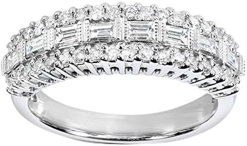 Kobelli Round and Baguette Cut Diamond Band 5/8 carat (ctw) in 14K White Gold in Kuwait
