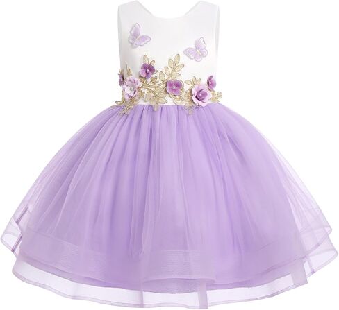 ODASDO Girls Birthday Dress Floral Butterfly Tulle Tutu Princess Party Outfit for Kids Wedding Flower Girl Formal Pageant in Kuwait