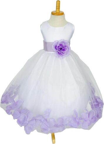 Rose Petal White Tulle Satin Flower Girl Gown Birthday Wedding Pageant in Saudi Arabia