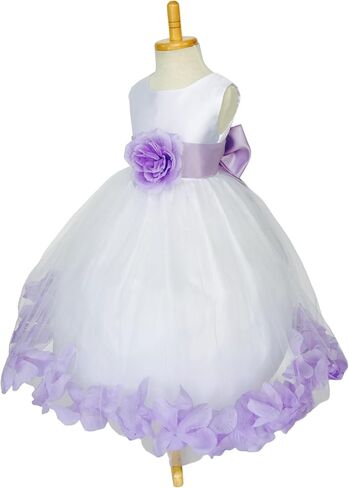 Rose Petal White Tulle Satin Flower Girl Gown Birthday Wedding Pageant in Saudi Arabia